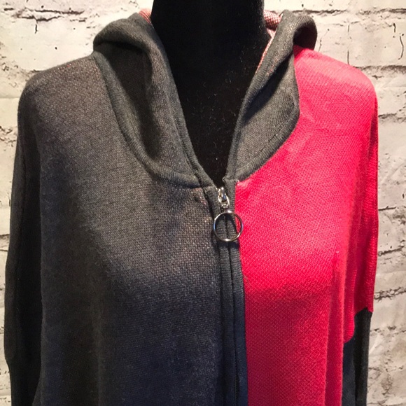 Color block hoodie oversized long zip up - Picture 2 of 9